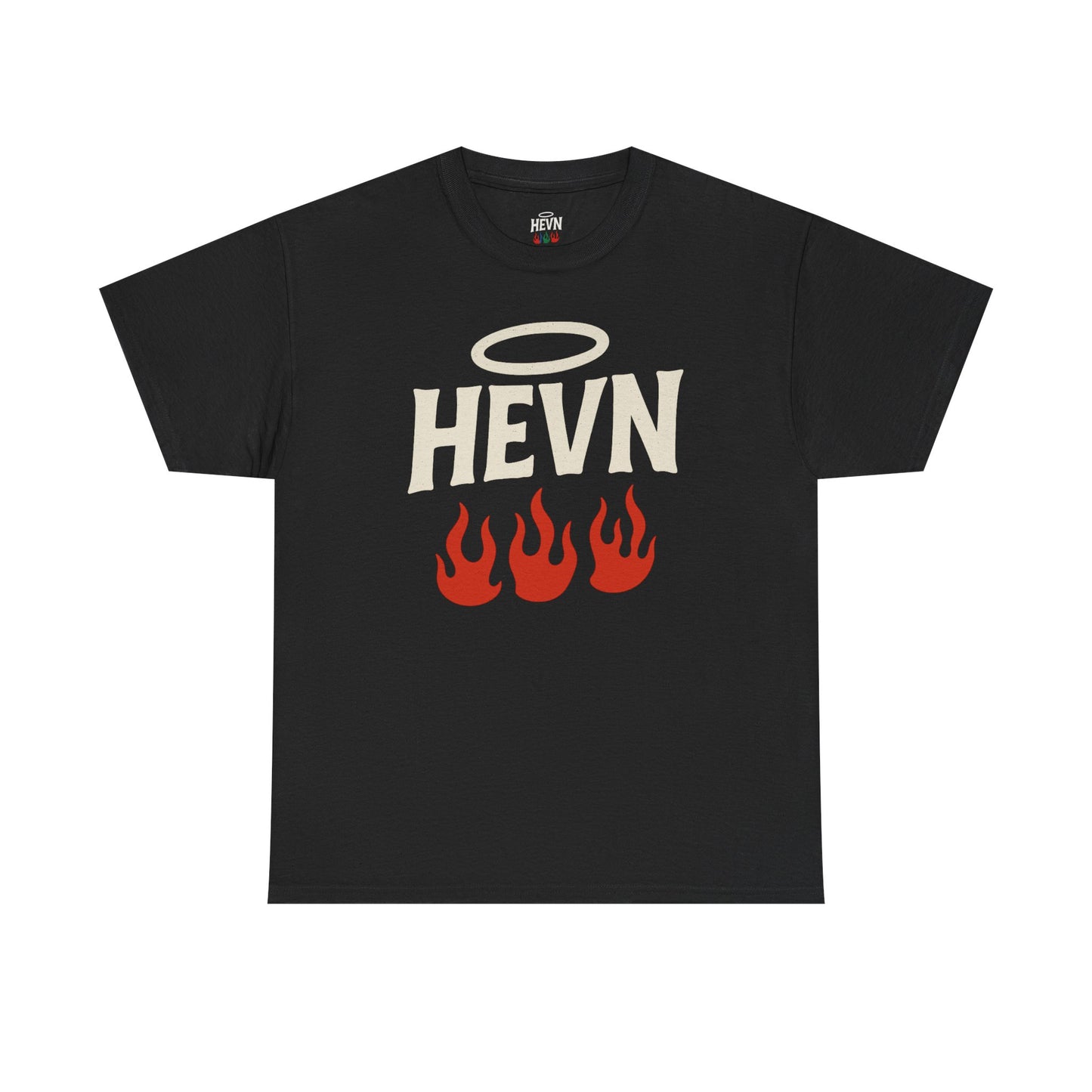 HEVN Flame Halo Graphic Tee – Streetwear Essential | Unisex Heavy Cotton Shirt