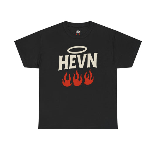 HEVN Flame Halo Graphic Tee – Streetwear Essential | Unisex Heavy Cotton Shirt