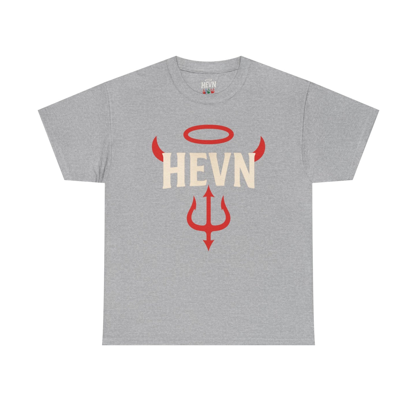 Tee HEVN-Halo-Devils Fork-Devil Horns Unisex Heavy Cotton Shirt