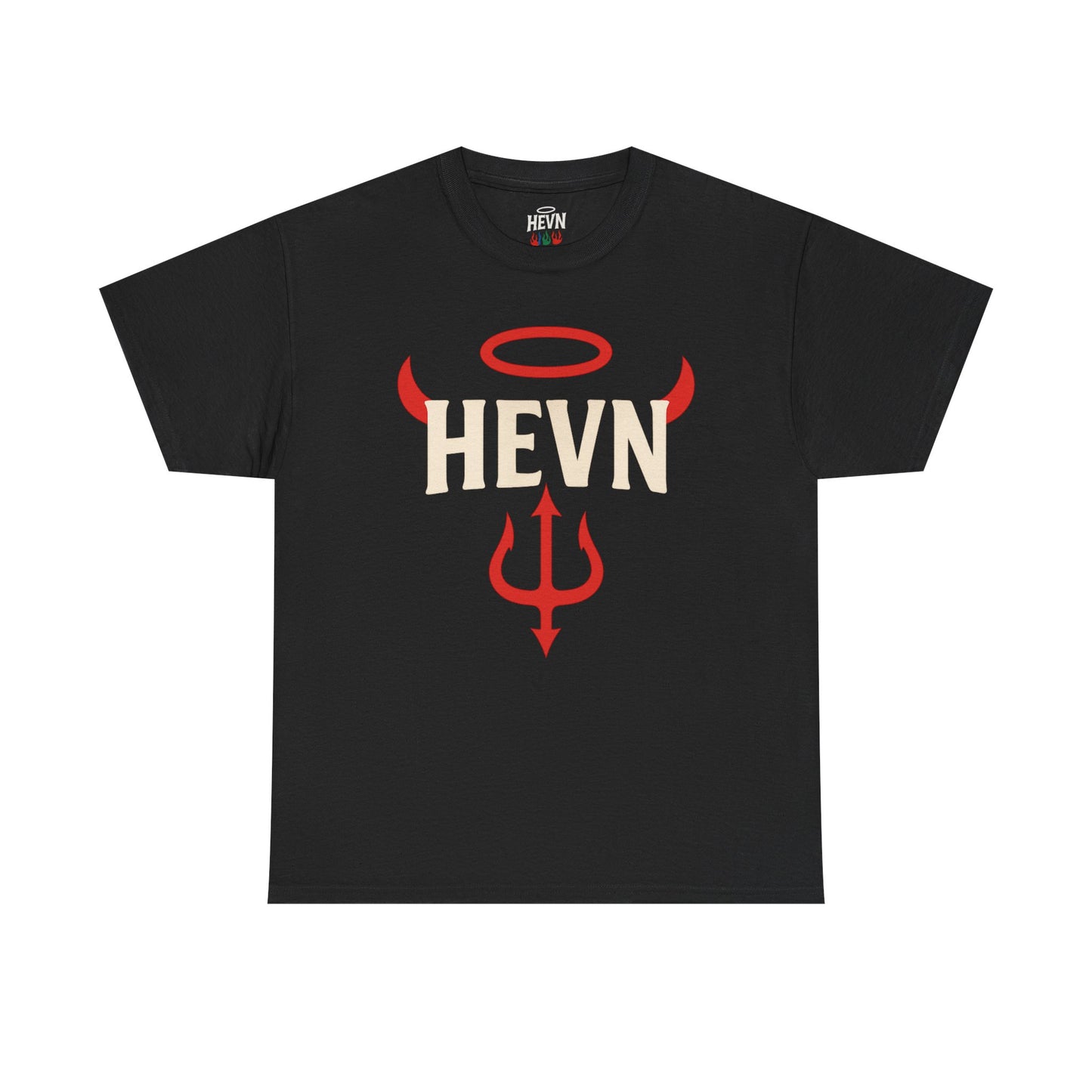 Tee HEVN-Halo-Devils Fork-Devil Horns Unisex Heavy Cotton Shirt