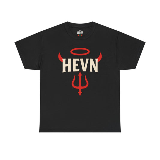 Tee HEVN-Halo-Devils Fork-Devil Horns Unisex Heavy Cotton Shirt