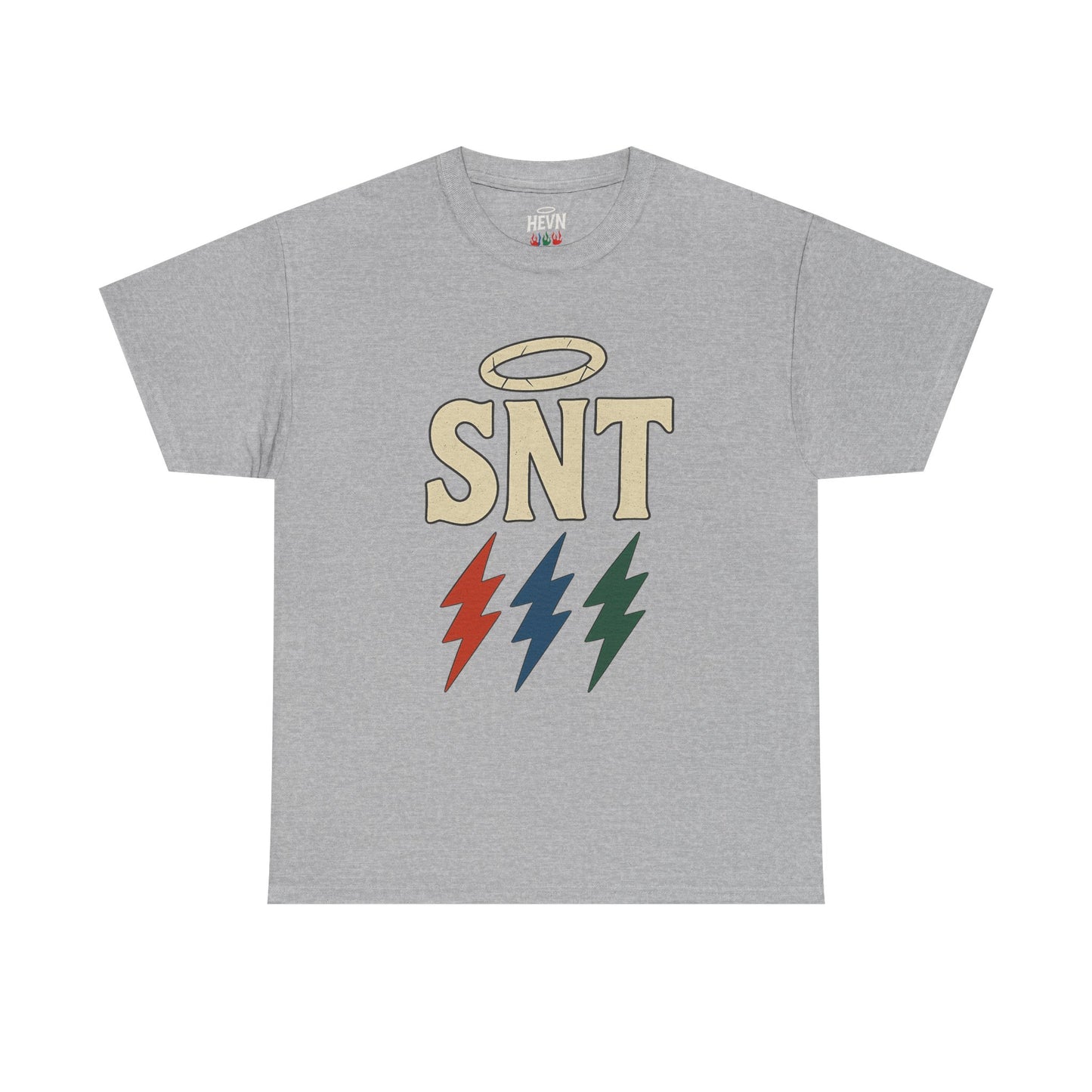 Unisex Vintage SNT Graphic Tee, Retro Streetwear Cotton Shirt, Angel & Lightning Bold Design