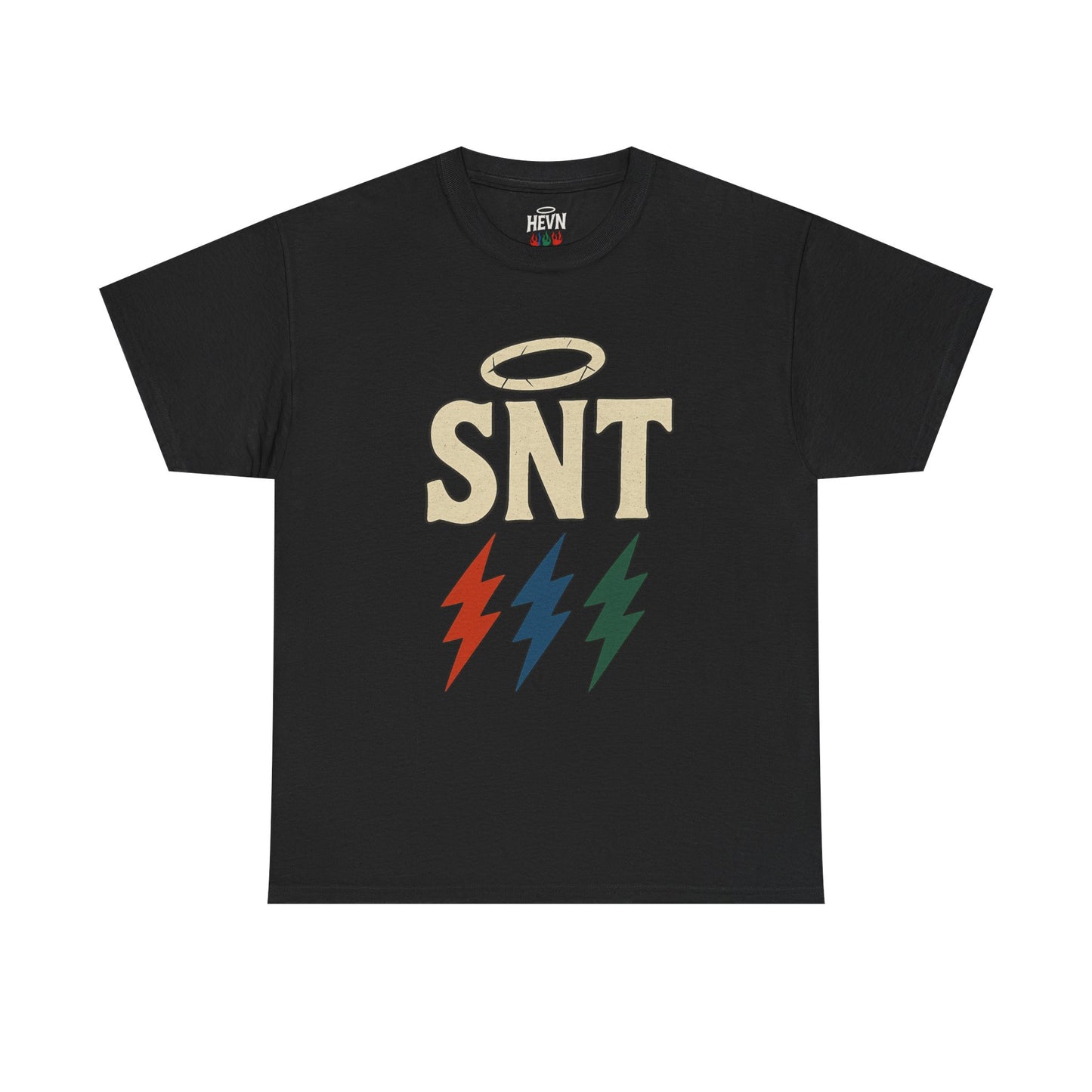 Unisex Vintage SNT Graphic Tee, Retro Streetwear Cotton Shirt, Angel & Lightning Bold Design